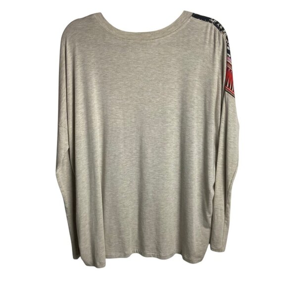 Cabi Size Small Silk Scarf Blouse Aztec Print Long Sleeve Oversized Flowy 768 - Picture 6 of 6